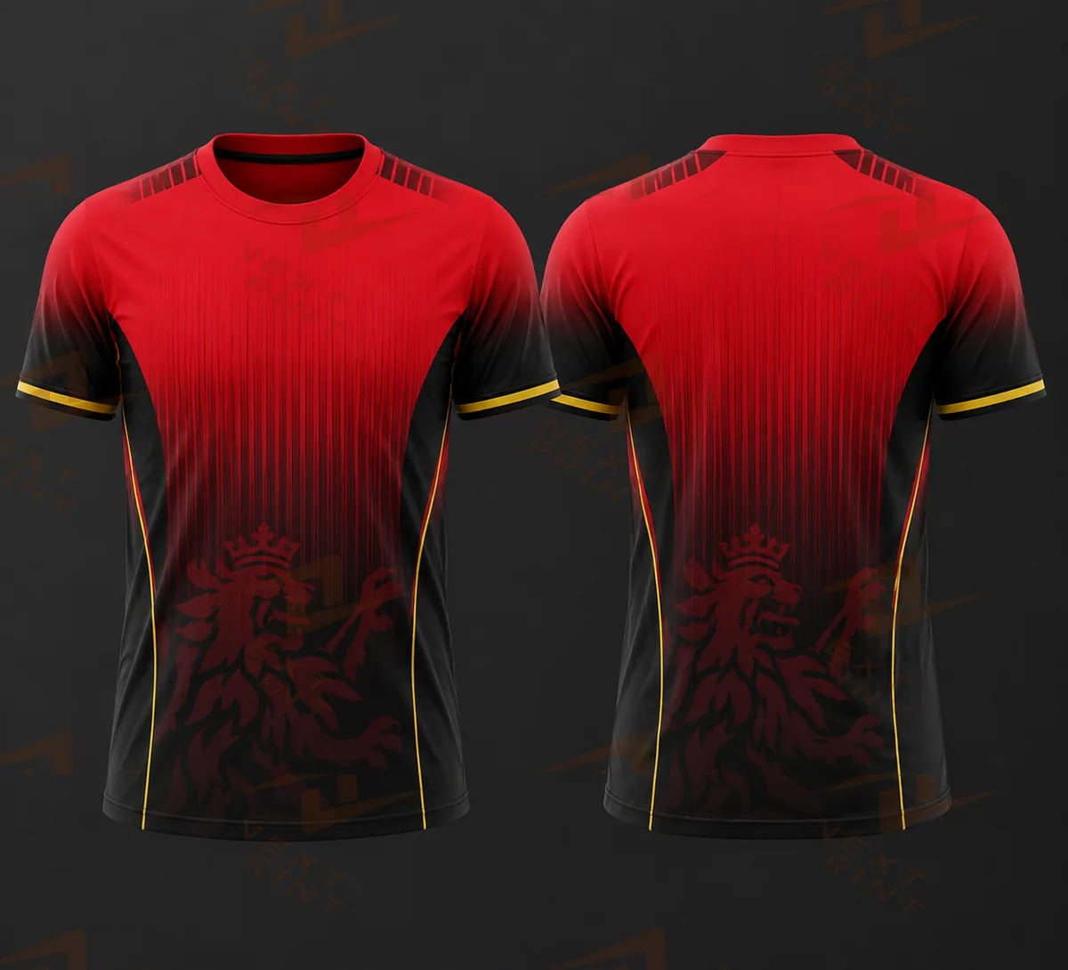 bangalore  red black colour fan jersey round neck half sleeve name and  number print