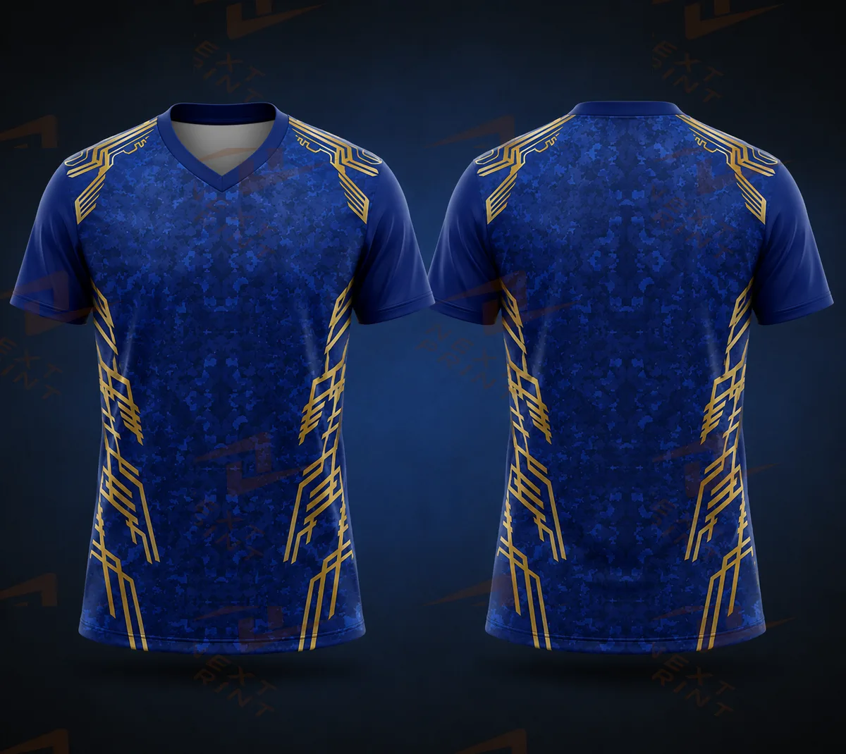 mumbi blue colour fan jersey v neck half sleeve name and number print