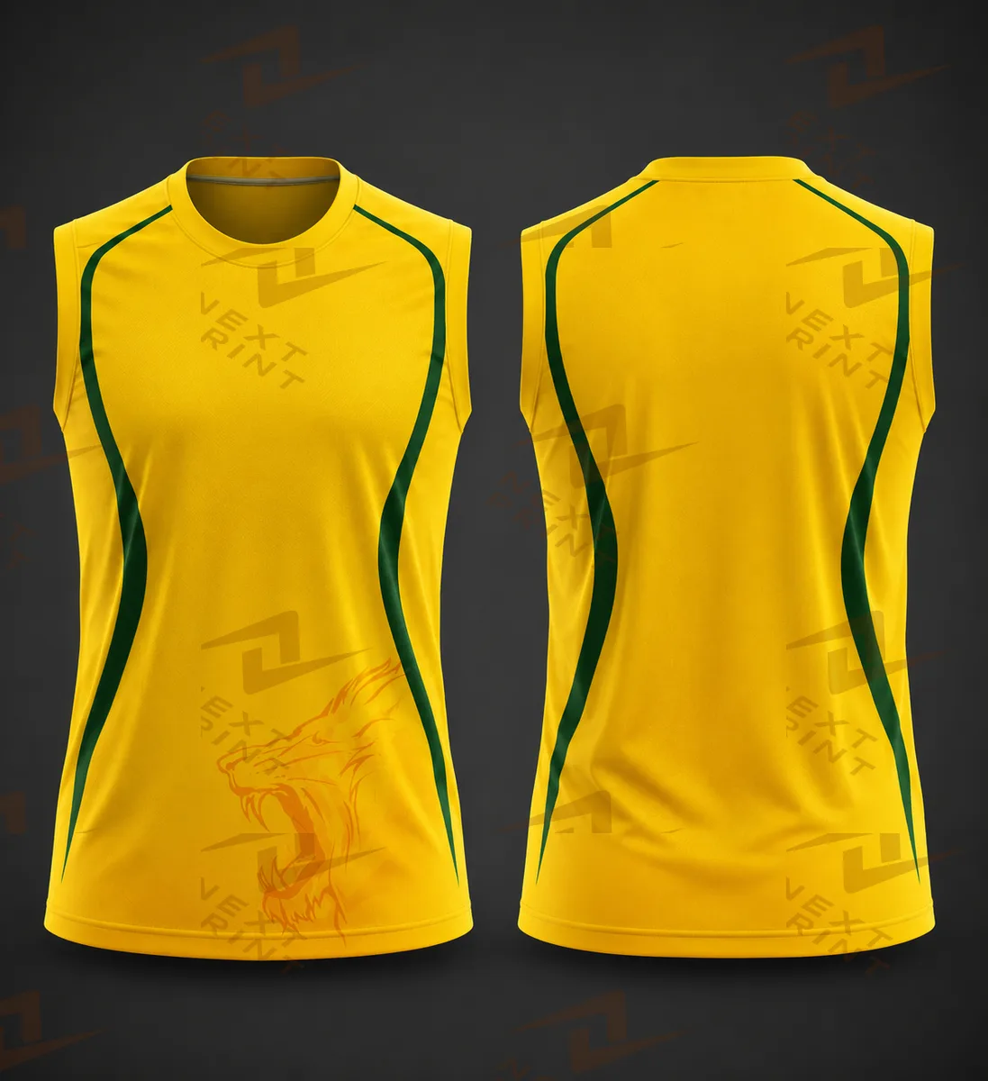 chennai yellow colour fan jersey round neck sleeveless name and number print