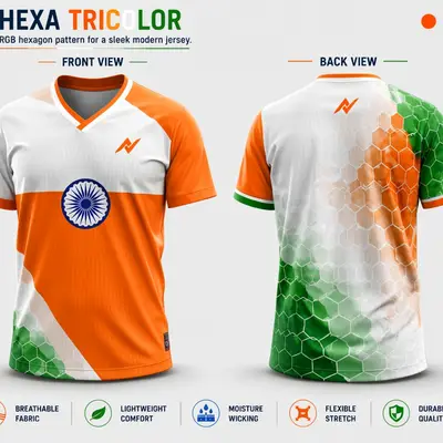 Hexa Tricolor Indian Flag Modern Sports Jersey