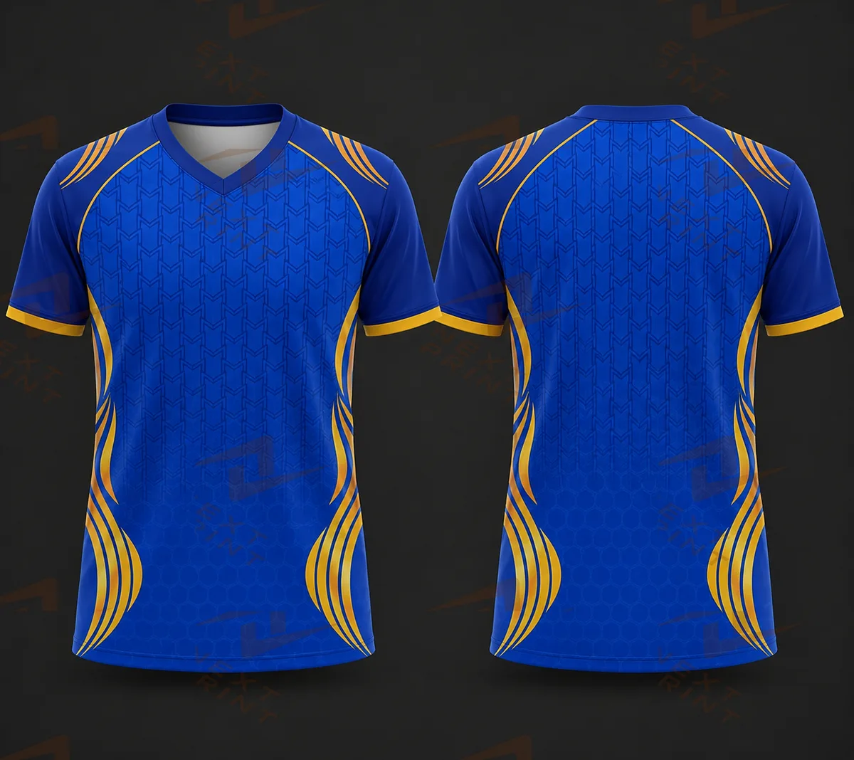 mumbi blue colour fan jersey v neck half sleeve name and number print